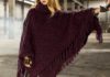 Poncho im Rhombenmuster mit Rollkragen