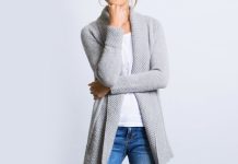Cardigan mit Perlmuster-Blende
