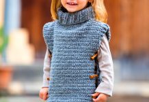 Warmer Tweed-Poncho für Kinder