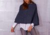 Poncho im Rippenmuster