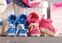 Gestrickte Baby-Schuhe in Sneaker-Optik