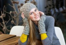 Zopf-Set aus Beanie und Handstulpen