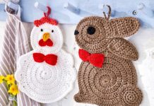 Topflappen-Set aus Hase und Huhn