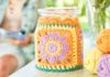 Windlichthülle aus Granny-Squares