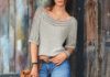 Kurzer Pulli mit Fallmaschen