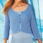 Kurze Damen-Strickjacke mit Lochmuster