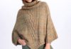 Strick-Poncho mit Zopfmuster