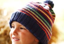 Ringelmütze mit Bommel für Kinder