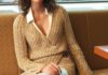 Damen-Wickeljacke mit Rautenmuster