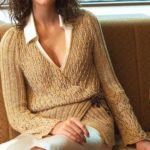 Damen-Wickeljacke mit Rautenmuster