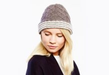 Beanie mit dezenten Zopfmustern und Streifen