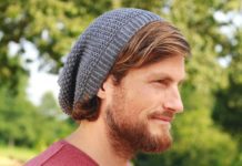 Gestrickte Herren-Beanie mit Perlmuster