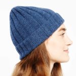 Gestrickte Rippen-Beanie mit Umschlag