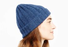 Gestrickte Rippen-Beanie mit Umschlag