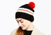 Basic Bommel-Mütze mit Zierstreifen