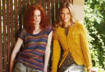 Gestrickte Damenjacke mit verschiedenen Ajour-Mustern