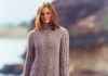 Damenpullover mit Lochmuster und Rippen