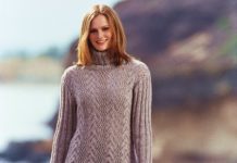 Damenpullover mit Lochmuster und Rippen