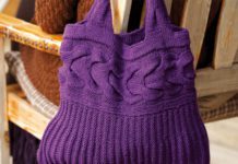 Stricktasche mit breitem Zopf