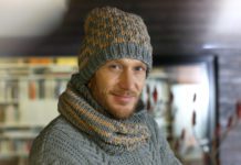 Strick-Set aus Mütze und Loop für Herren