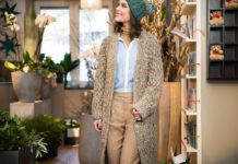 Longcardigan mit Wabenmuster
