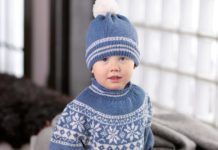 Kinder-Norwegerpulli mit Rundpasse und Mütze