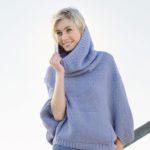 Poncho-Pullover mit Fledermaus-Ärmeln