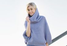 Poncho-Pullover mit Fledermaus-Ärmeln