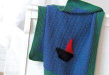 Strickdecke für Kinder mit Segelboot