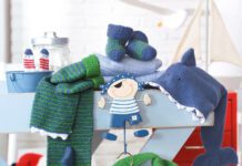 Kinder-Set mit Steckschal, Fäustlingen und Socken