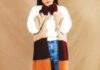 Langer Silk-Cardigan mit Blockstreifen